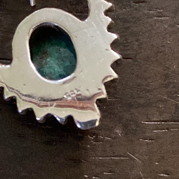 Emerald Sterling Sterling Silver Dangle Pierced earrings - Picture 4 of 4